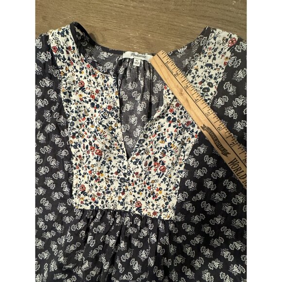 Madewell XS Flutter Sleeve Floral Smocked Top V neck fairy cottage Short Sleeve - Picture 4 of 9